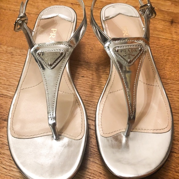 prada silver sandals